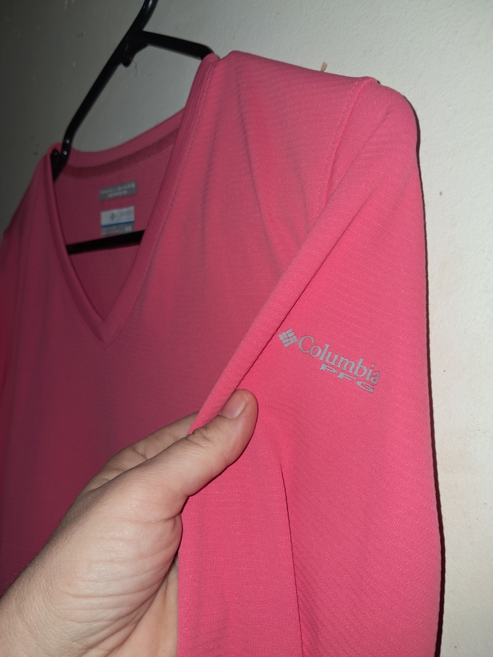 Columbia Pink Long-Sleeve V-Neck Performance Tee